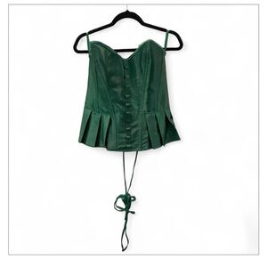 Chic Green Pleated Corset Top fits like XL